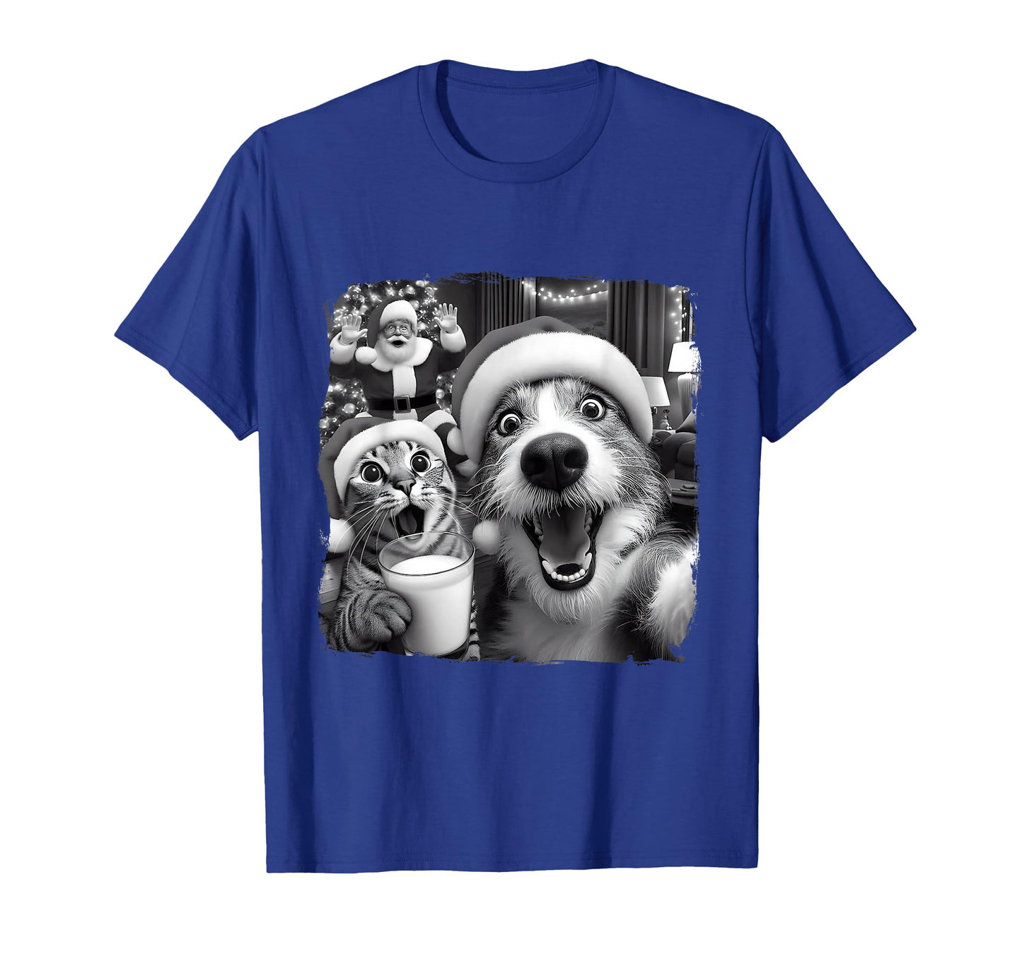 Santa Christmas Funny Cat Taking Selfie Racoon Xmas Holiday T-Shirt