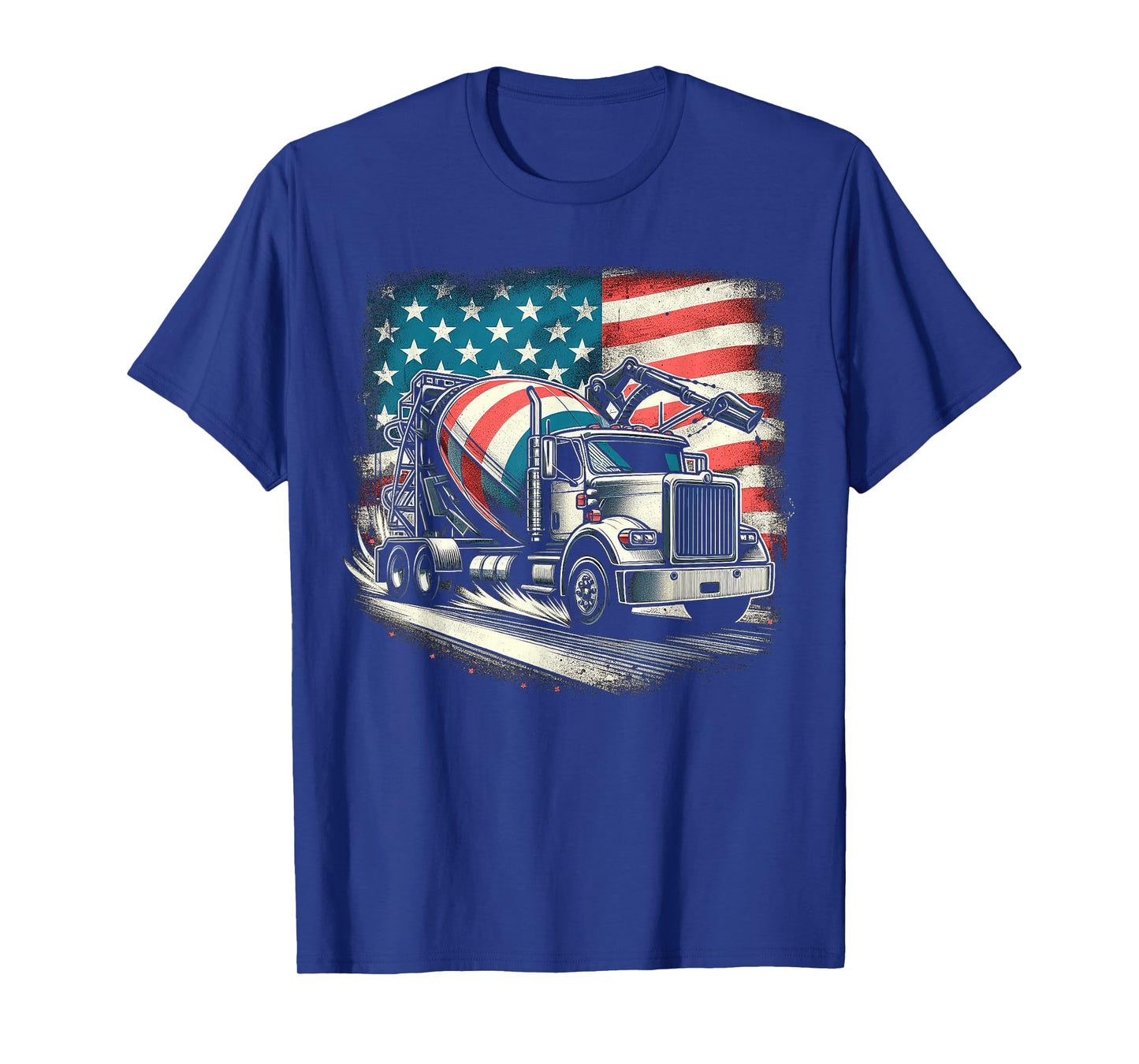 Cement Mixer Truck Construction America Flag T-Shirt