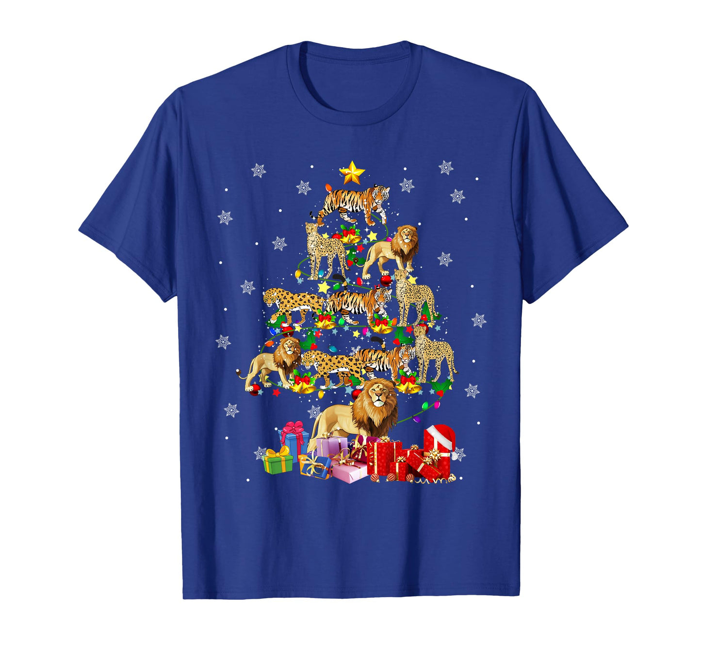 Wild Animal Christmas Tree Xmas Lion Tiger Cheetah Leopard T-Shirt