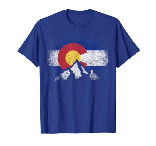 Colorado Flag Mountain Ski Winter Gift Hiker Hiking Camping T-Shirt Small