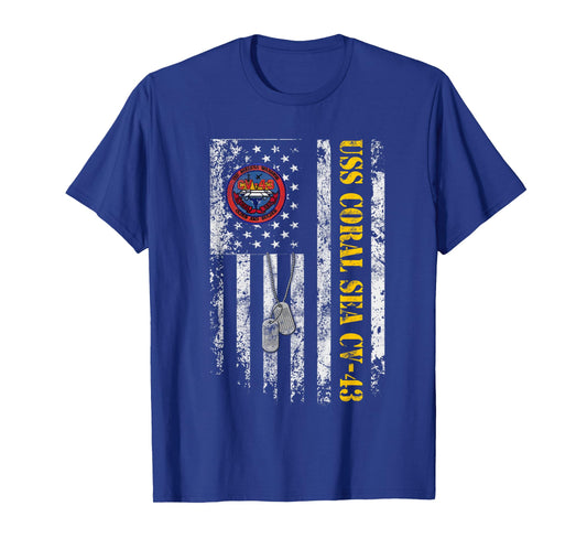 USS Coral Sea CV-43 Aircraft Carrier Veteran Vintage Flag T-Shirt