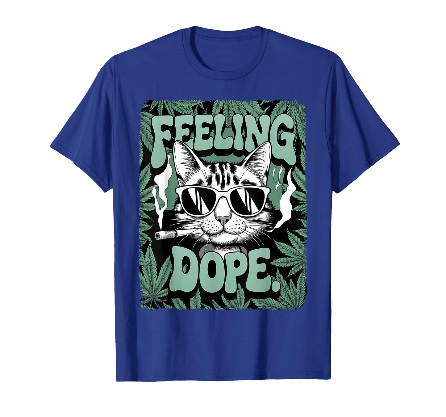 Feeling Dope Cat Weed Vintage 420 Stoner Cat Getting High T-Shirt
