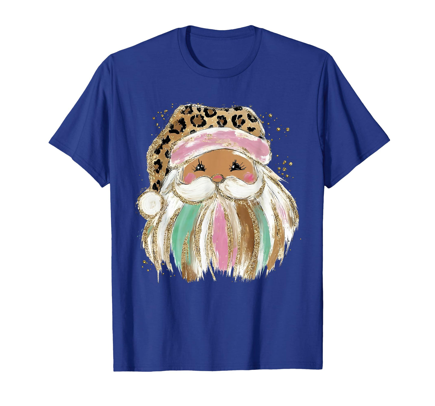 Leopard Print Funny Santa Merry Christmas Xmas Holiday Retro T-Shirt