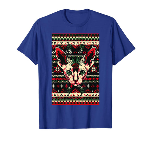Christmas Ugly Sweater Sphynx Cat Funny Xmas T-Shirt