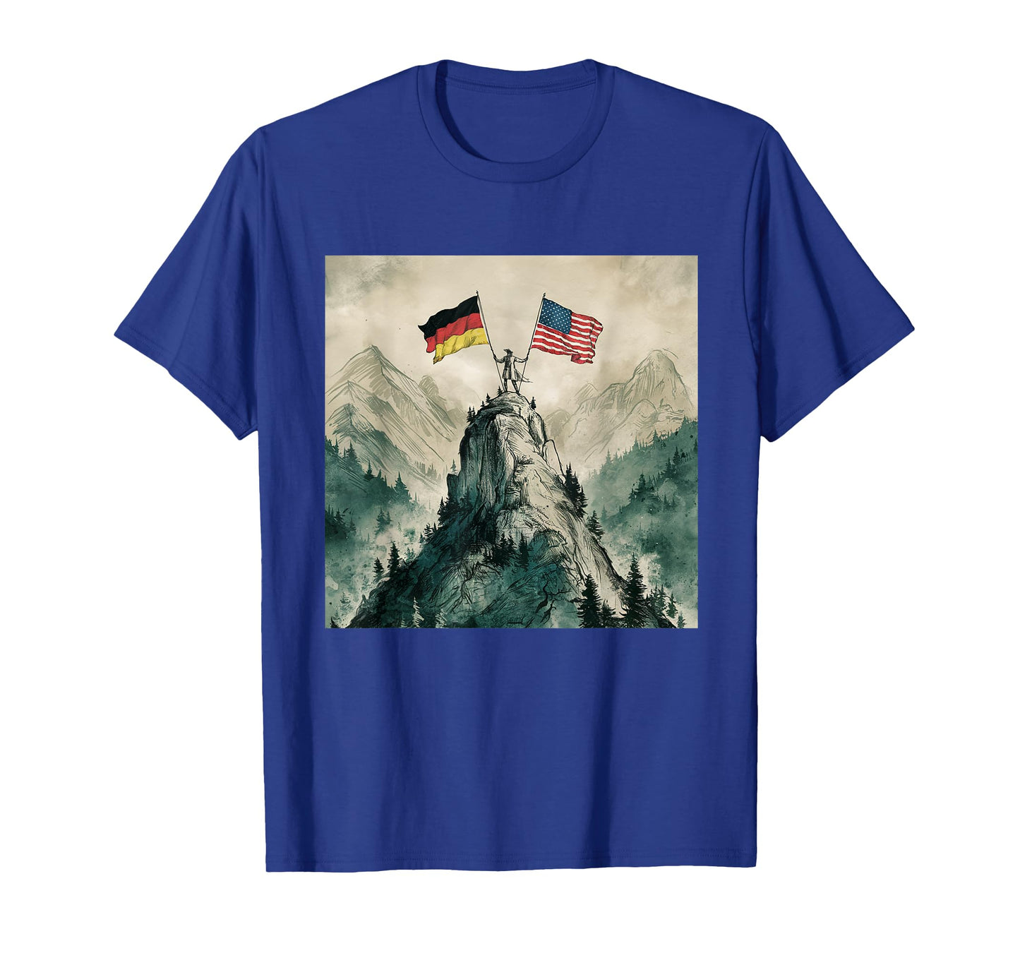 USA and Germany Flags - Historic Mountaintop Victory T-Shirt