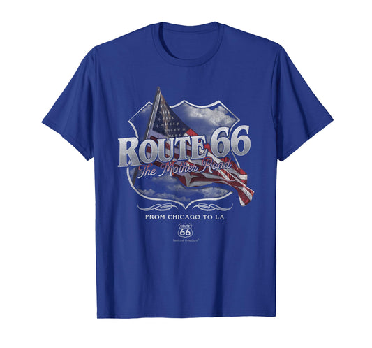 Route 66 Mother Road American Flag T-Shirt