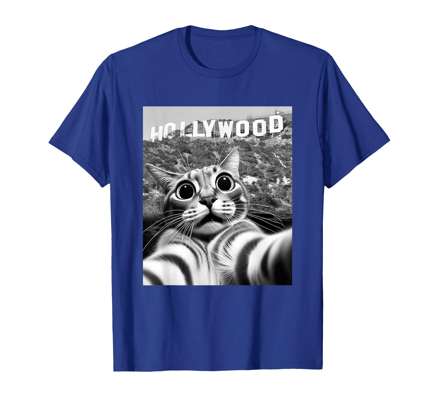California Cat Taking Selfie at Hollywood Sign Cat Selfie T-Shirt