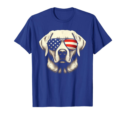 Labrador American Flag Sunglasses 4th of July Patriotic Dog T-Shirt