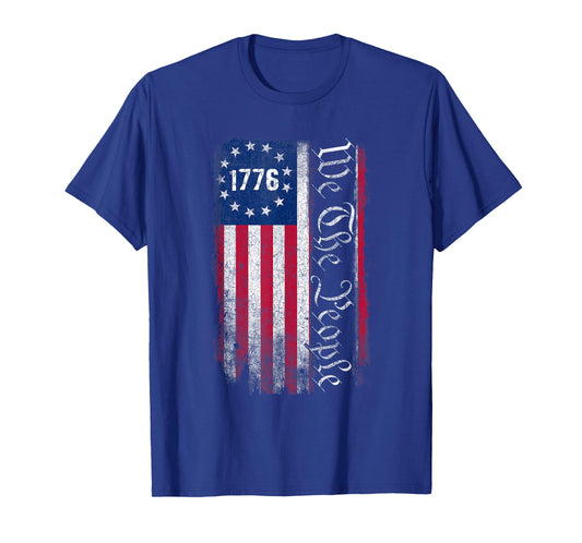 1776 We The People Betsy Ross 4th of July American Flag Men T-Shirt