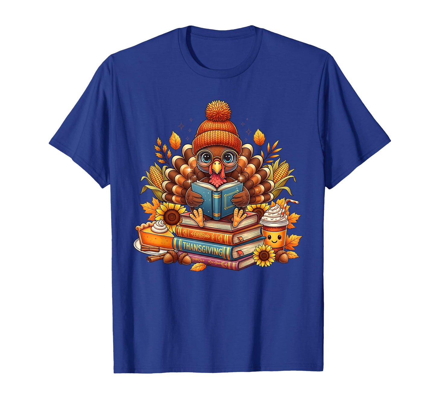Turkey Reading Books Fall Thanksgiving Teacher Book Lovers T-Shirt