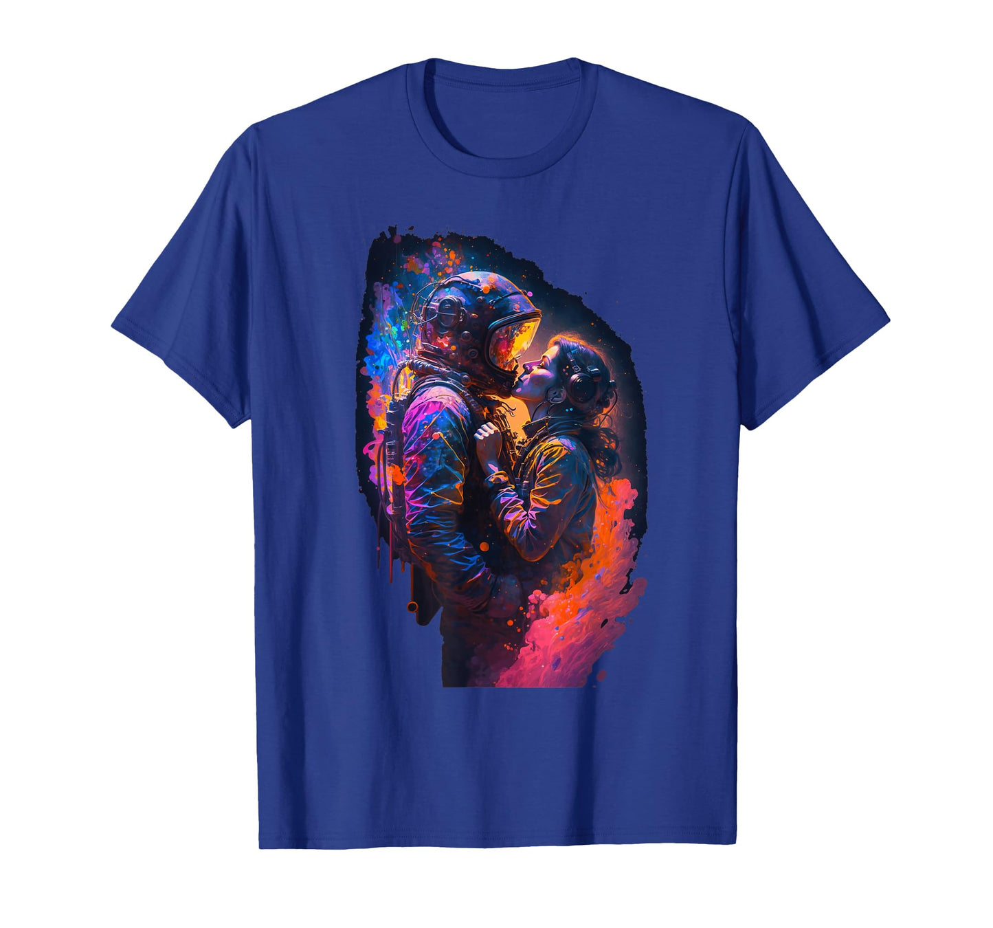 Astronaut Love Couple Kiss Outer Space | Colorful Astronaut T-Shirt