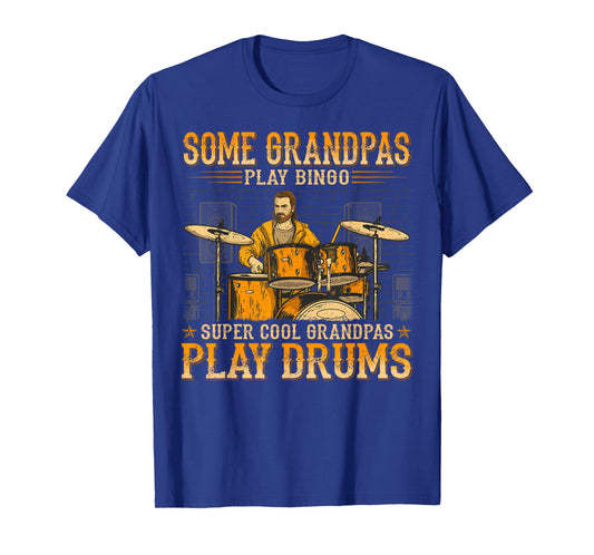 Mens Cool Grandpas Play Drums - Old Grungy Western Style T-Shirt