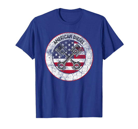 American Diesel Flag Vintage Diesel Mechanic Smoke Trucks T-Shirt