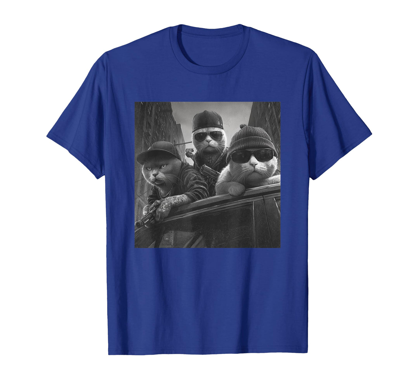 Funny Cat Gangsters Black & White Urban Streets New York T-Shirt