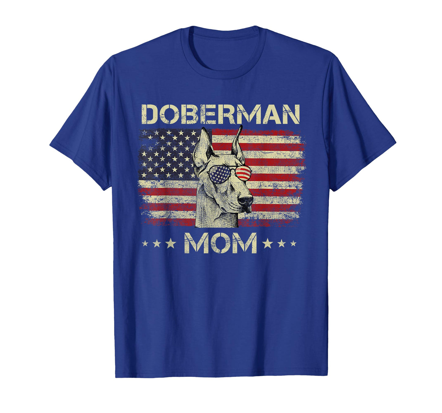 Doberman Mom Dog Lovers American Flag 4th Of July T-Shirt