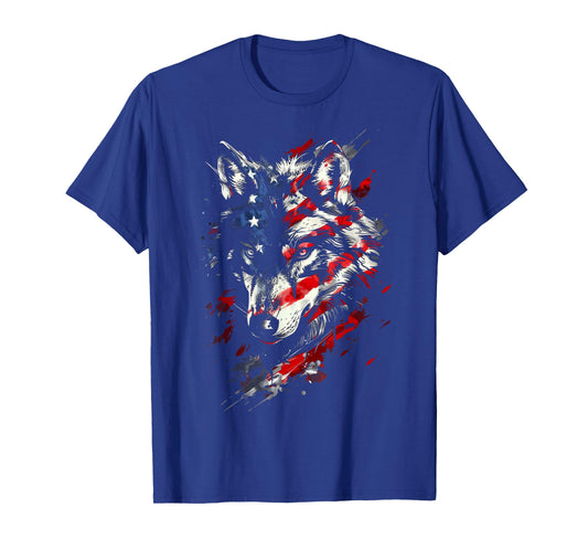 Wolf American Flag USA Patriotic Wolf Lover T-Shirt