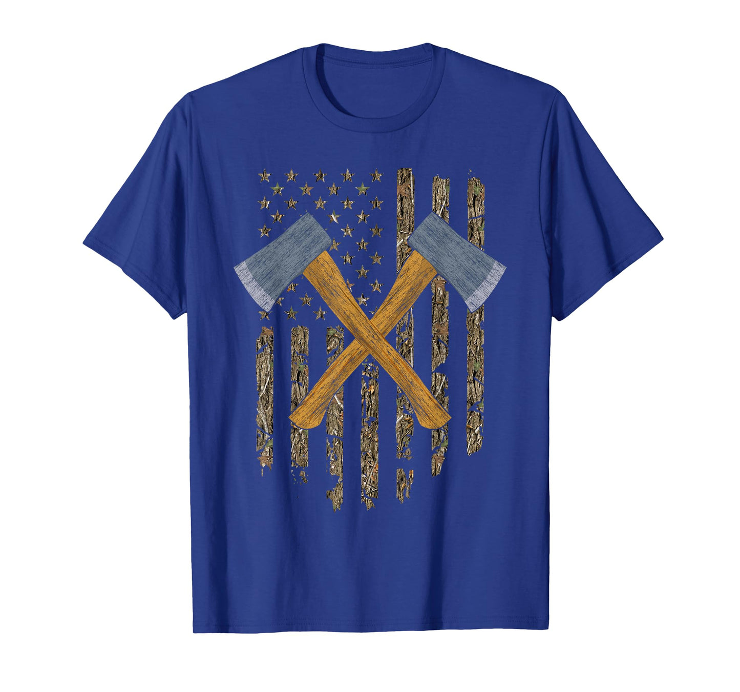Axe Throwing Hatchets American Flag Tree Camouflage Vintage T-Shirt