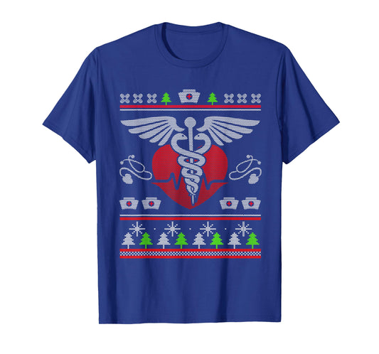 Ugly Christmas Sweater Nurse Tee Xmas Nursing Gifts For Men T-Shirt