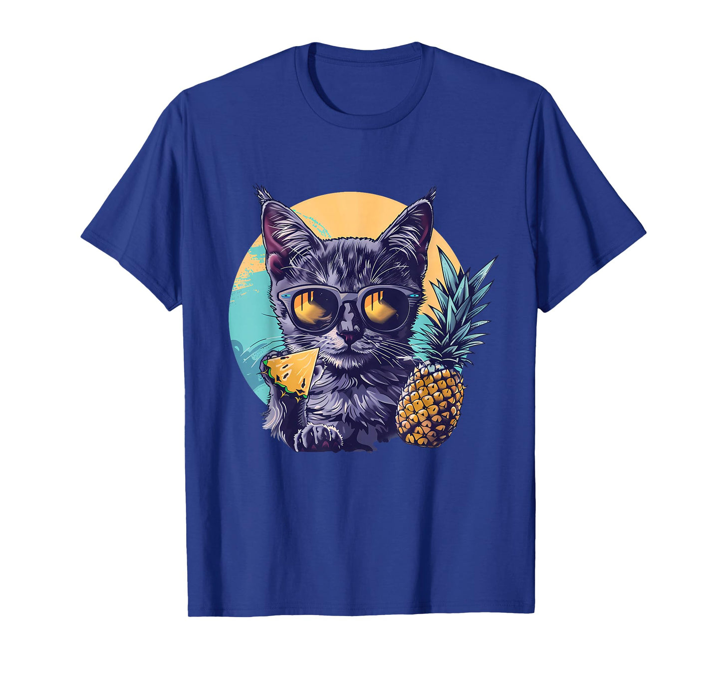 Pineapple Cat Portrait Animal Art Drawing Pineapples Lover T-Shirt
