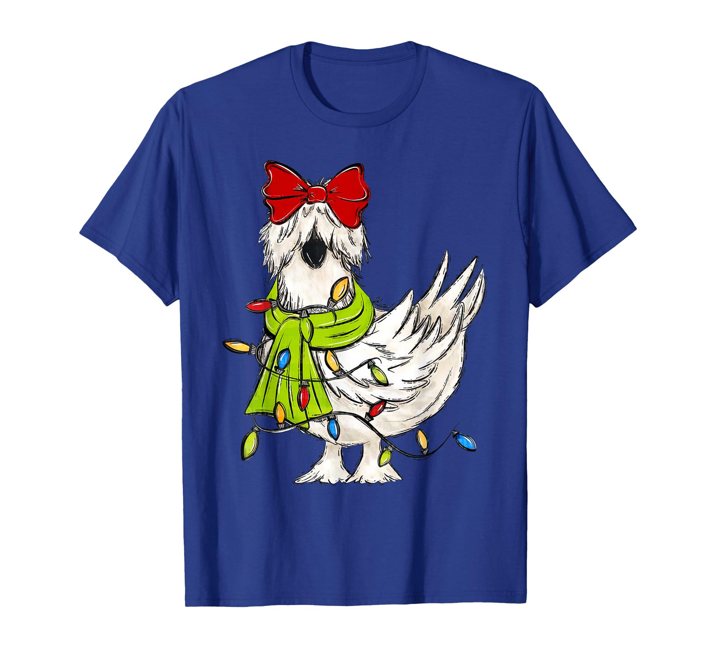 Coquette Silkie Chicken Christmas Lights Farm Animal Lover T-Shirt