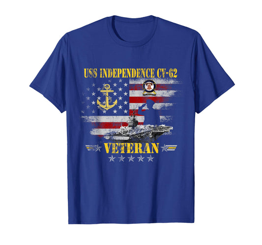 USS Independence CV-62 Veteran Patriotic Vintage USA Flag T-Shirt