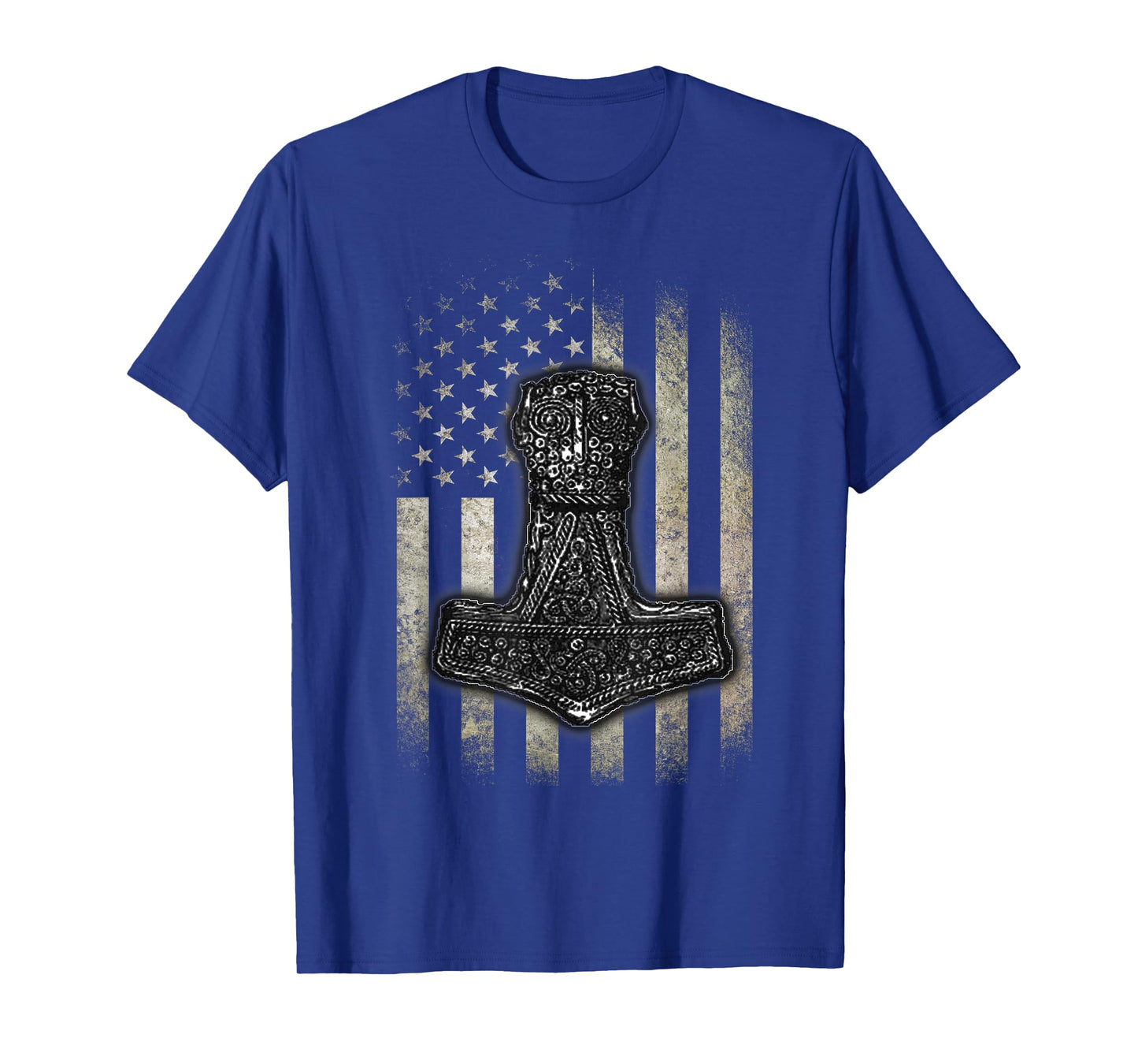 Mjolnir Hammer - American Viking Flag T-Shirt T-Shirt
