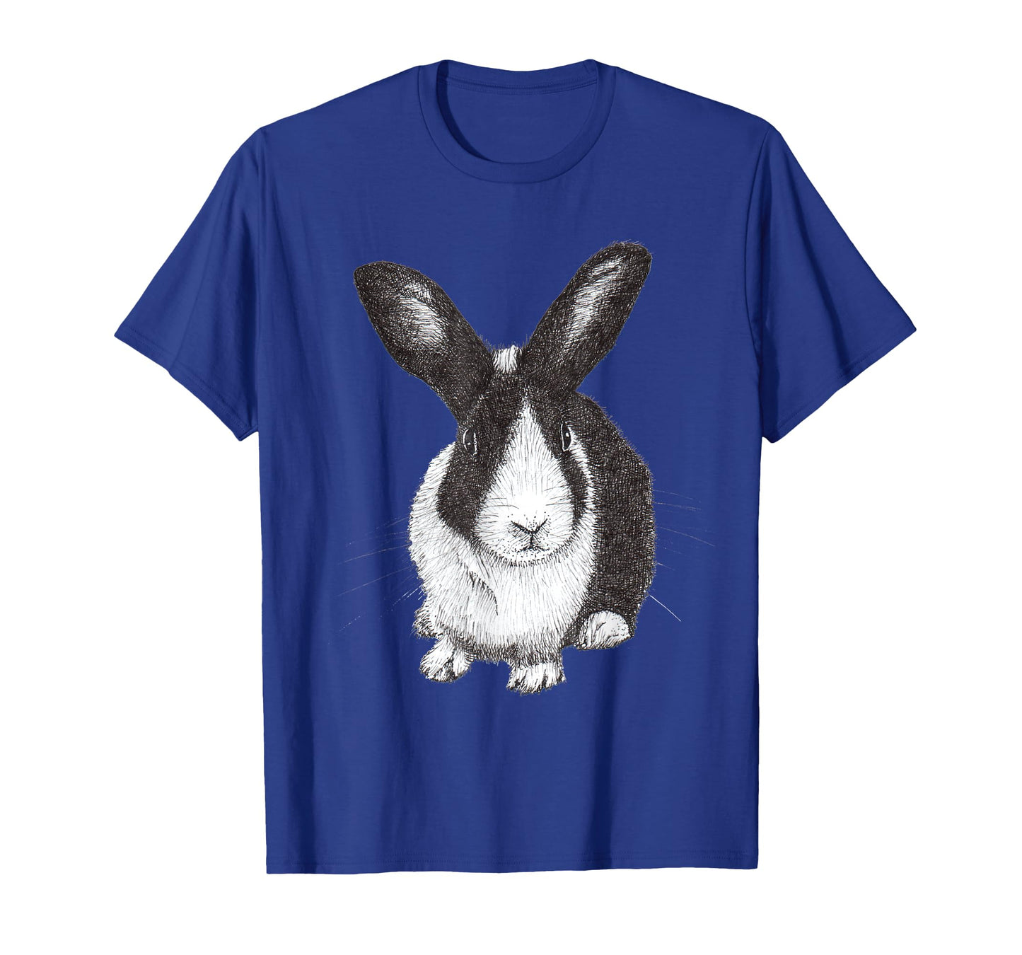 ChescaMade Dutch Bunny Rabbit Drawing T-Shirt - Women's Grey Rabbit Themed T-Shirt - Small - Classic Fit - Short Sleeve - Cotton, Polyester - Unique Rabbit Drawing Graphic