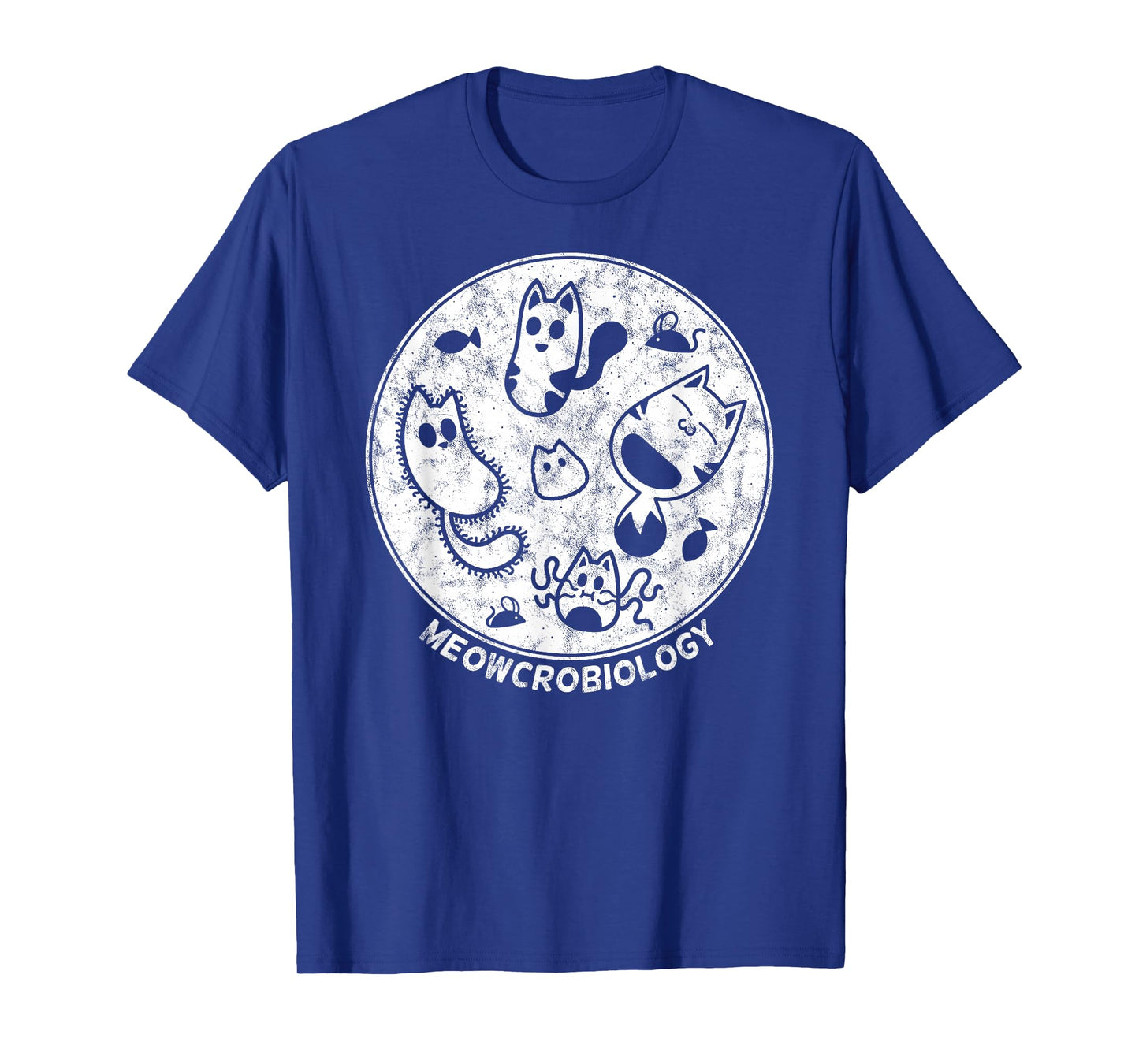 Cute Cat Distressed Bacteria Microbiology Science Lab T-Shirt