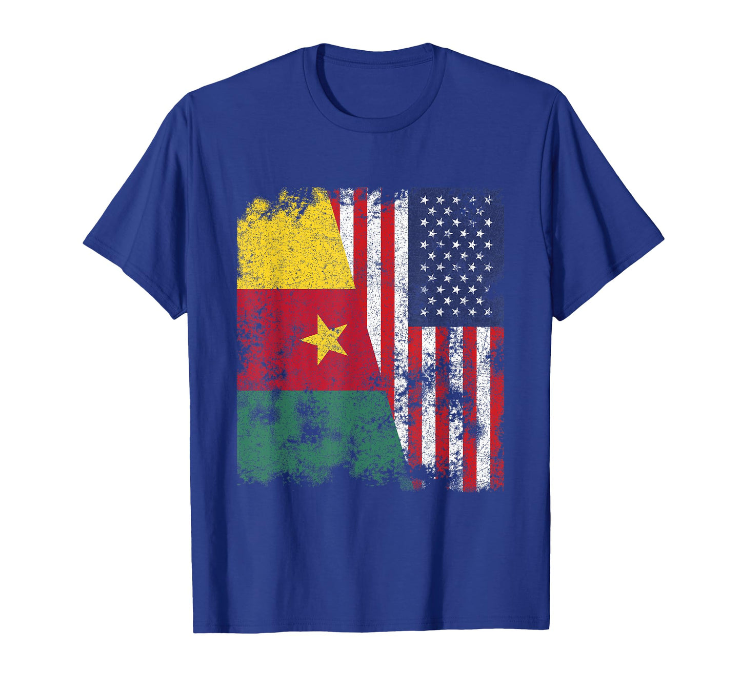 Cameroon USA Flag Distressed - Half American T-Shirt