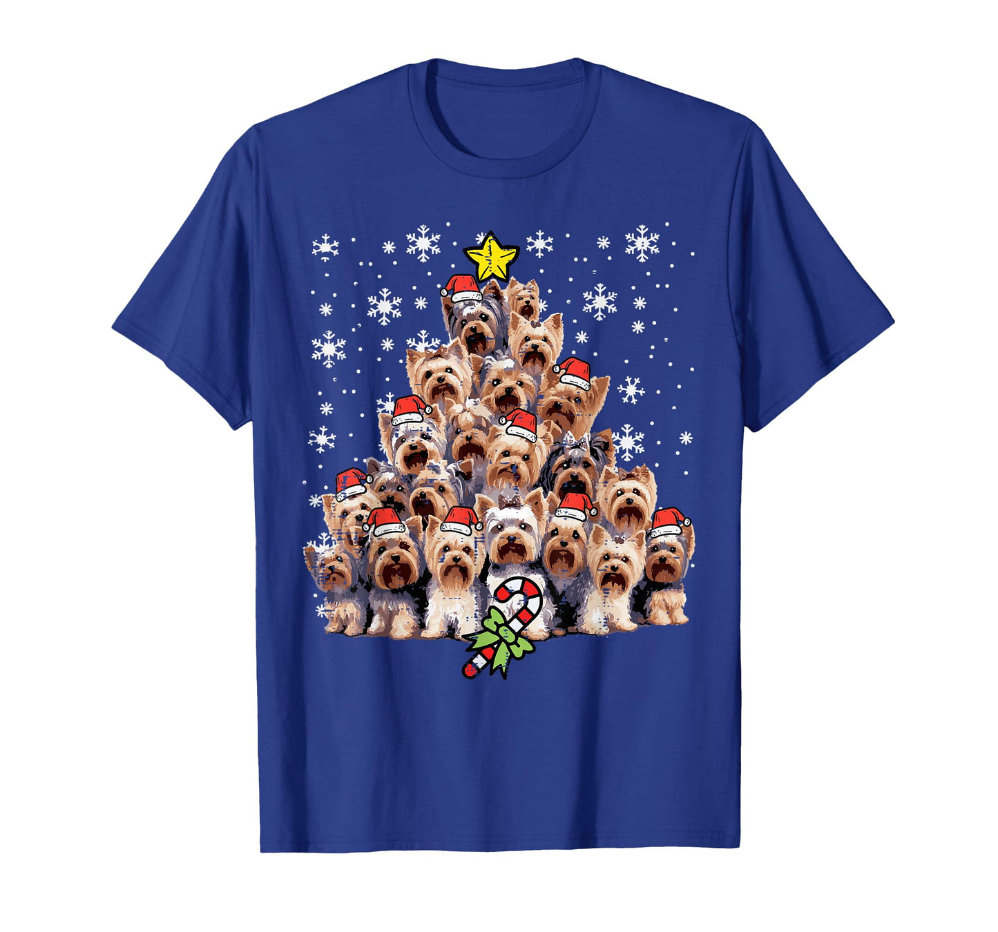 Yorkie Dogs Christmas Tree Xmas Holiday Pet Men Women Kids T-Shirt