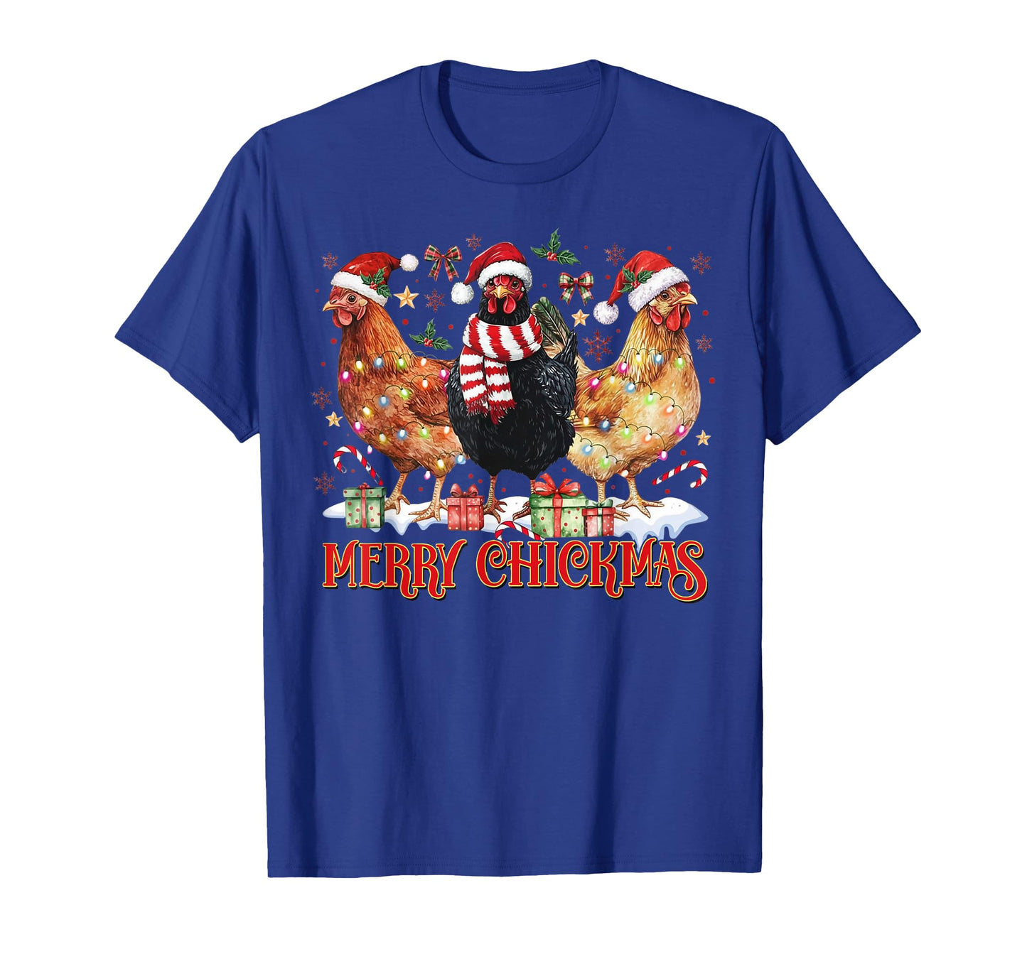 Chicken Christmas Merry Chickmas Santa Claus Hat Funny Xmas T-Shirt