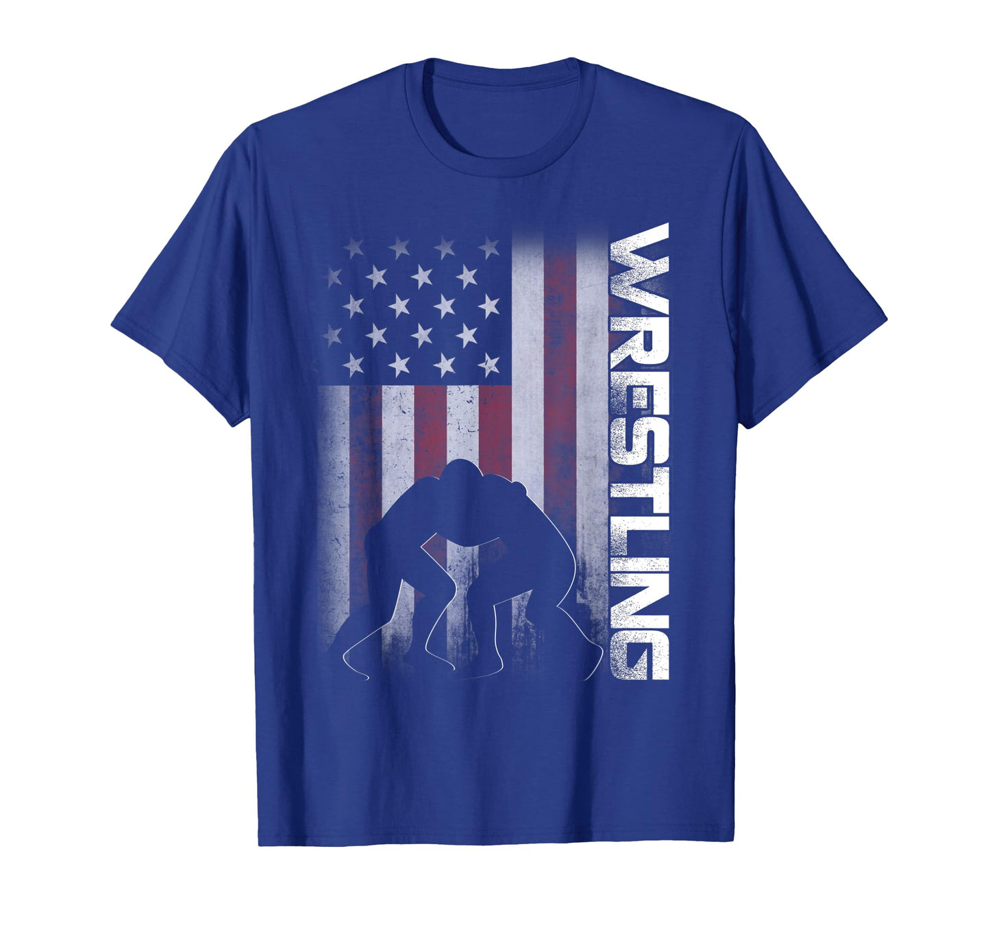 American Flag Wrestling T-Shirt Distressed Wrestle Gift Tee T-Shirt for Women Kids Men