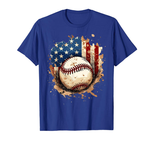 Patriotic Baseball 4th of July Men USA American Flag Boys T-Shirt