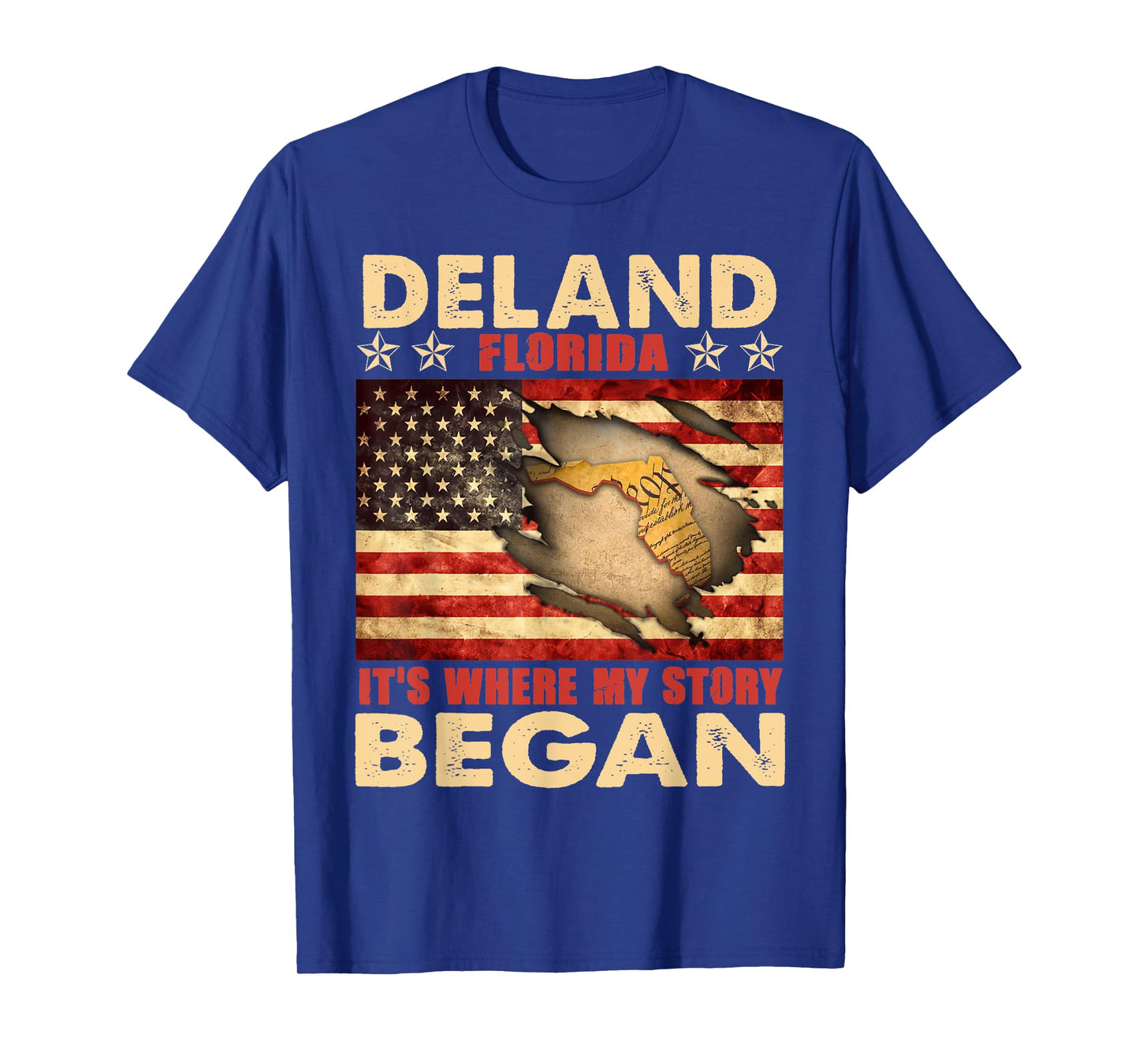 DeLand Florida USA Flag 4th Of July T-Shirt for Women Men