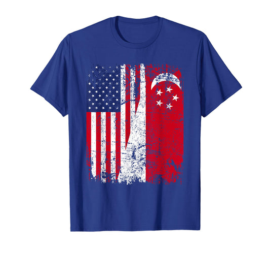SINGAPOREAN American Flag | Men Women Kids | SINGAPORE T-Shirt