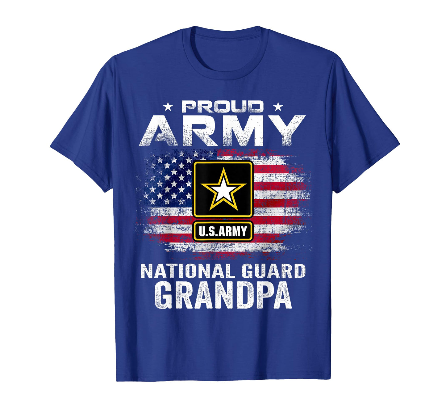 Proud Army National Guard Grandpa with American Flag Gift T-Shirt