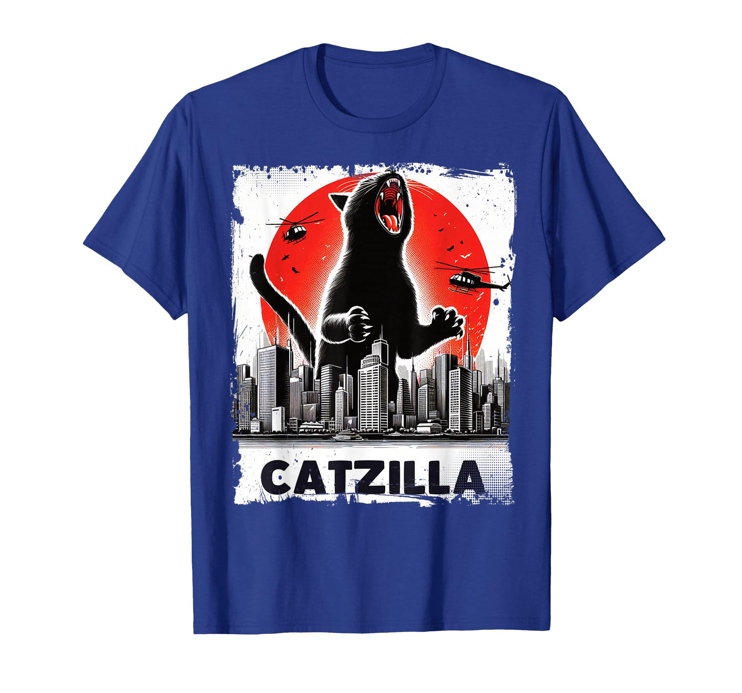 Retro Catzilla Japanese Kaiju Cat Roaring Monster Cat Lover T-Shirt