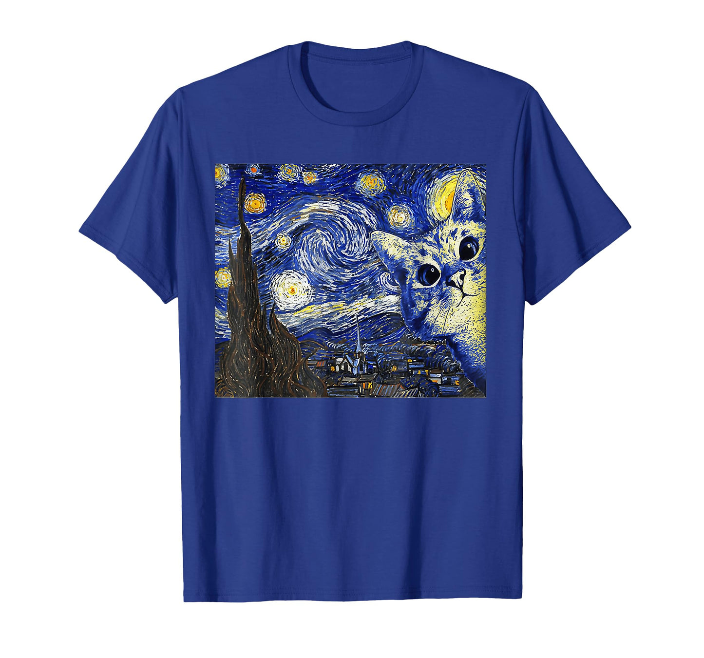 Cat Tshirt, Starry Night Cat, Womens Cat Shirt, Van Gogh Cat T-Shirt