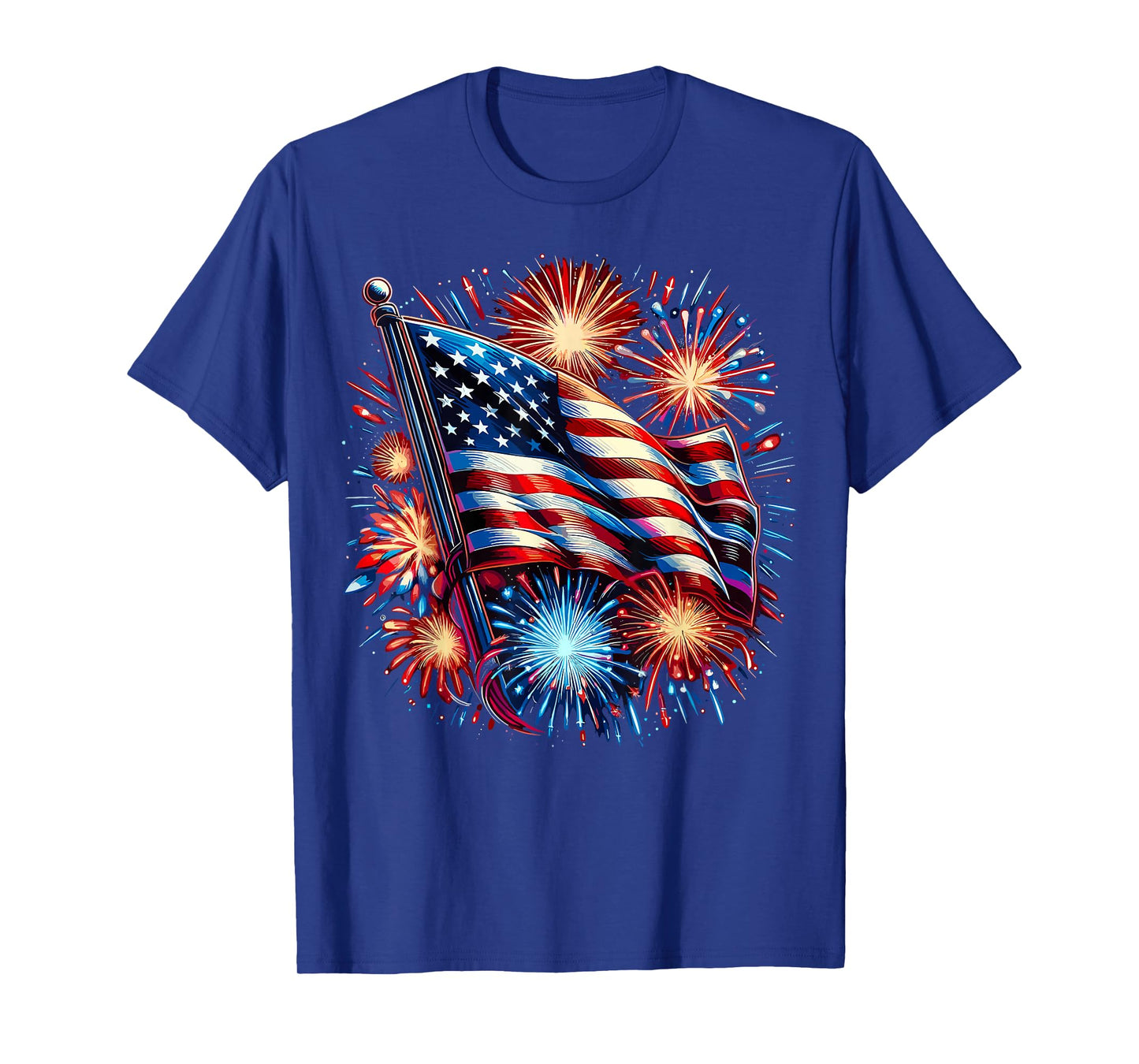 USA Flag Fireworks Patriotic 4th of July T-Shirt