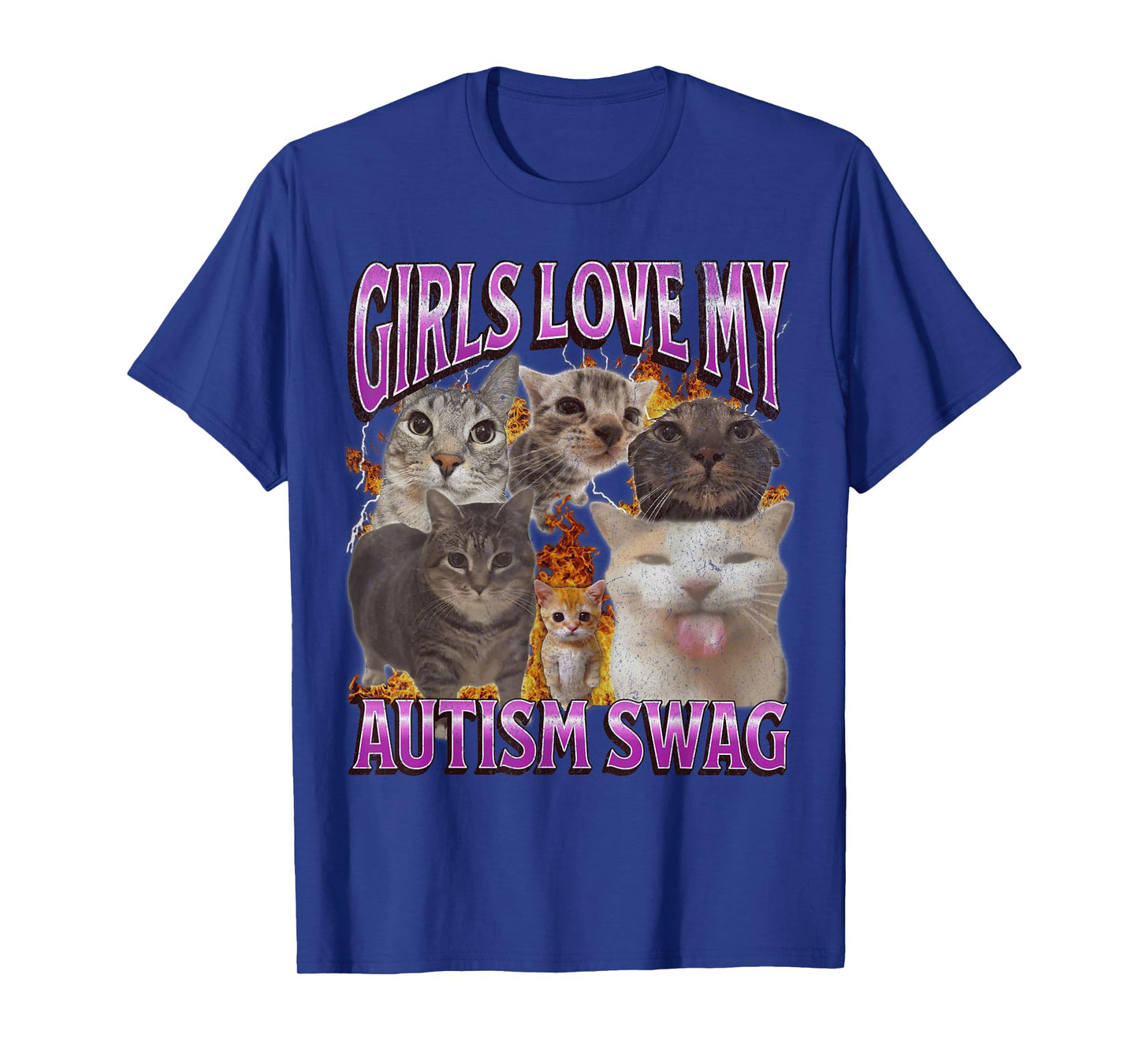 Girls Love My Autism Swag Funny Cat Meme Bootleg Graphic T-Shirt