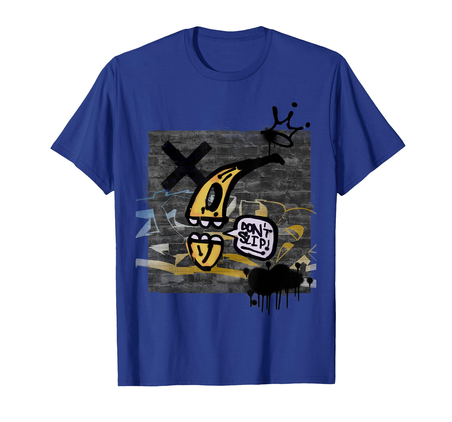 Graffiti on Wall Do Not Slip Talking Banana Graphic T-Shirt