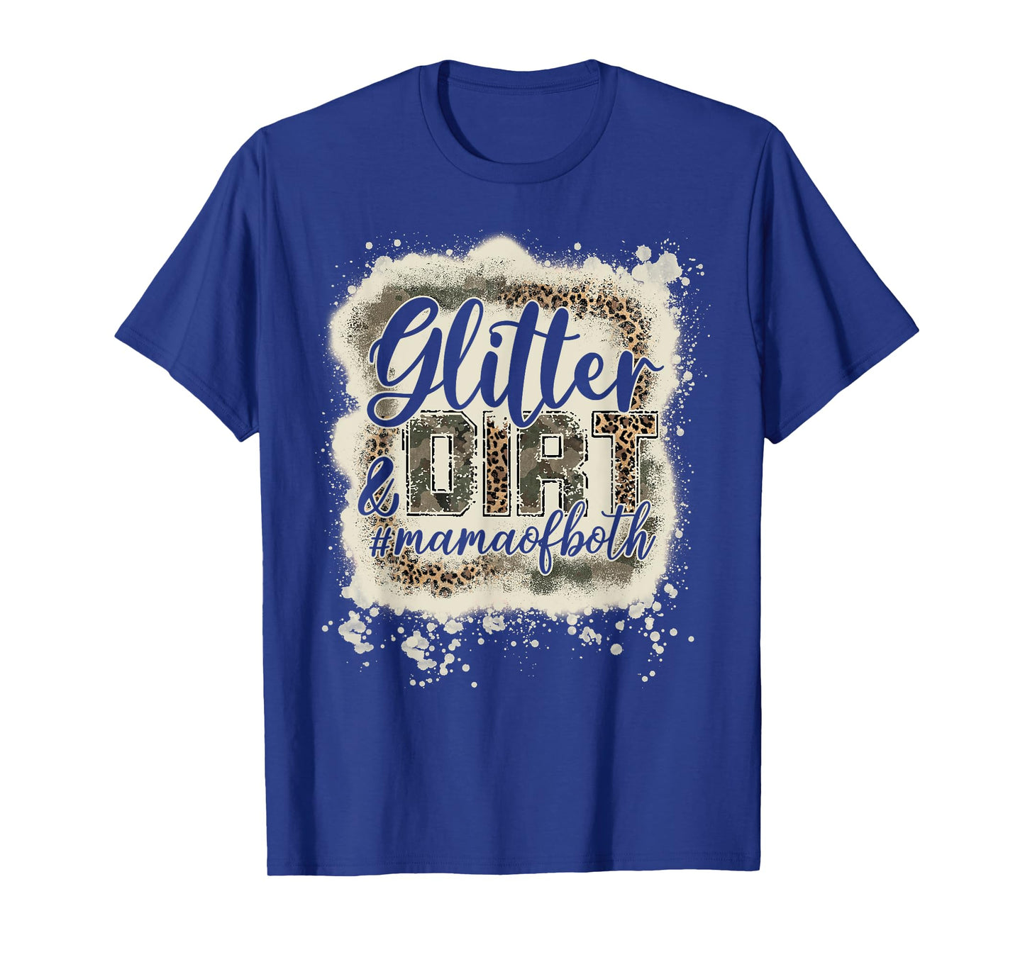 Glitter & Dirt Mama of Both Army Mom Leopard Camo Bleached T-Shirt