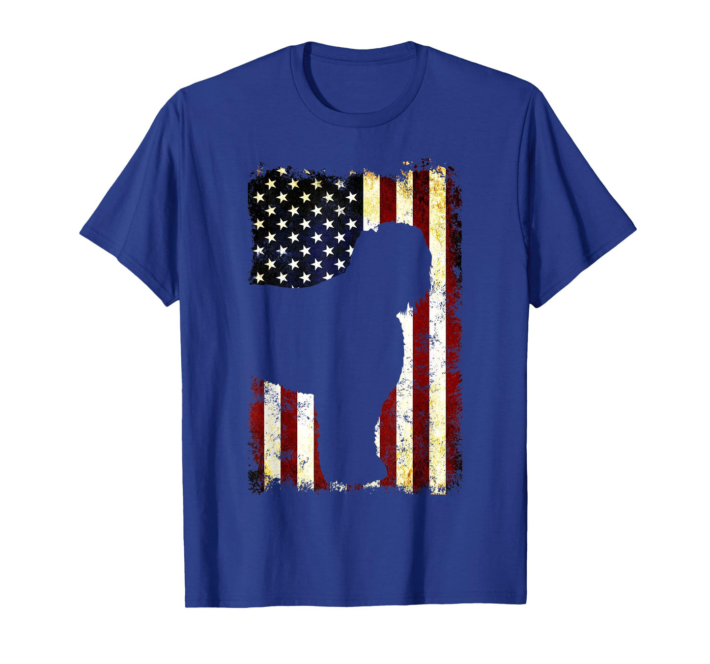 Black Russian Terrier Silhouette American Flag Women Men T-Shirt