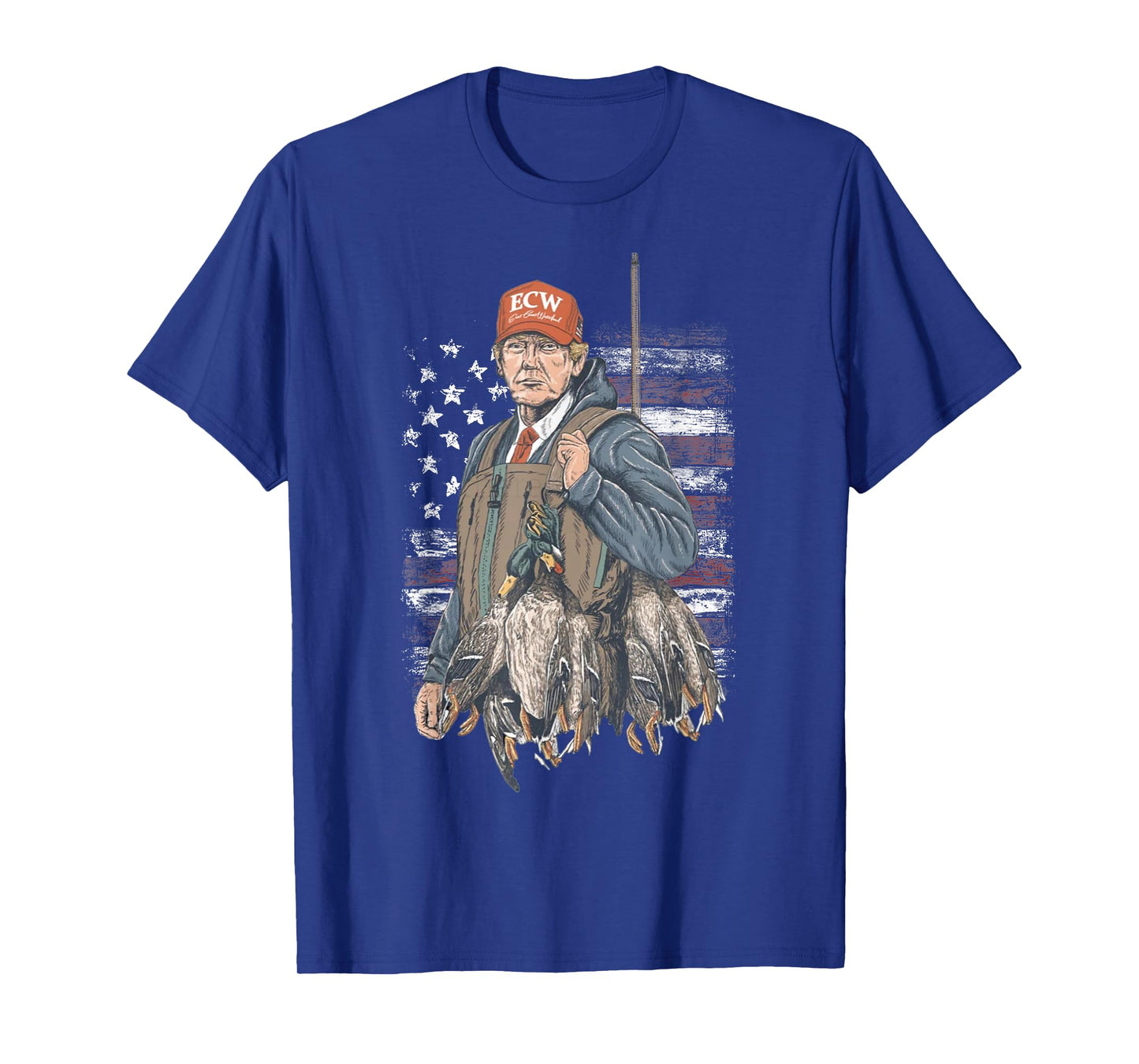 Duck Hunting Trump Camo Hello Hunting Season US Flag T-Shirt