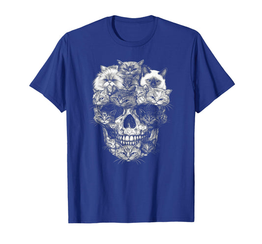 A Skull But It's Cats Kitty Skeleton Halloween Cat Skull T-Shirt