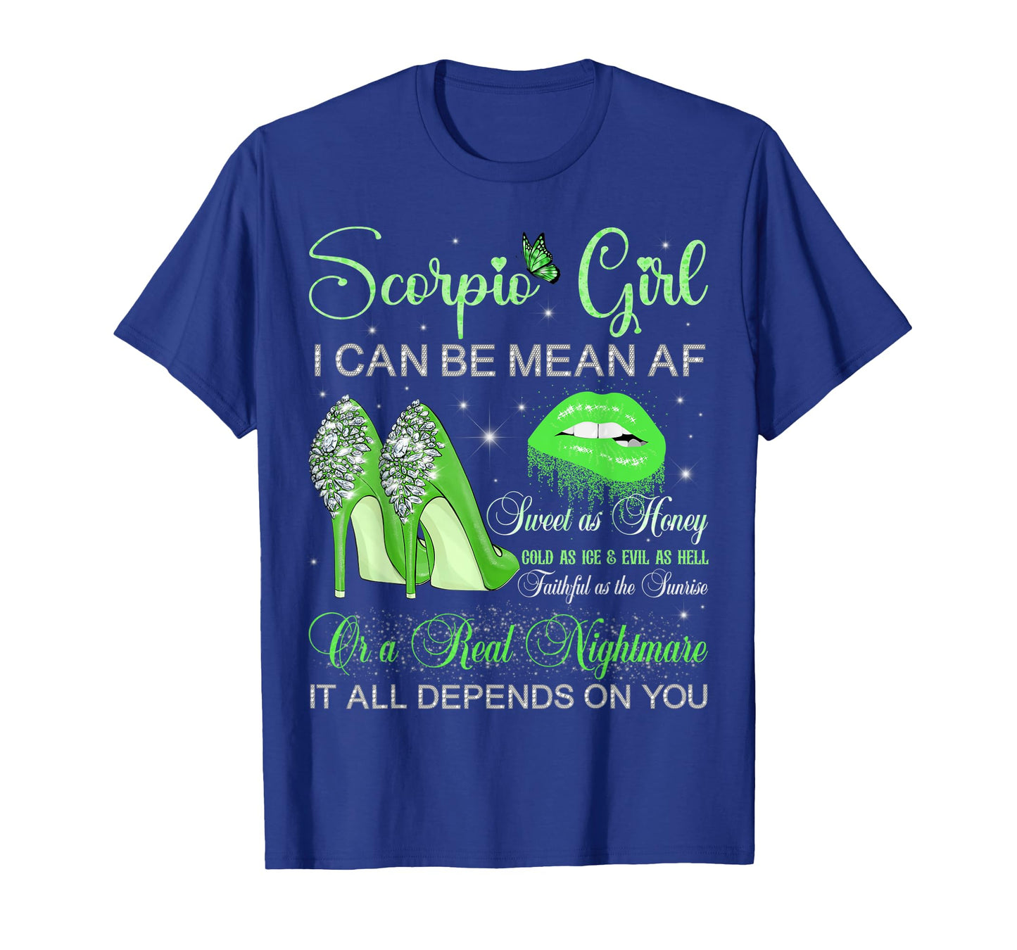 Scorpio Girl Birthday High Heels Dripping Lips Butterfly T-Shirt