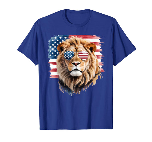 American Flag Lion USA 4th Of July Patriotic Men Women T-Shirt