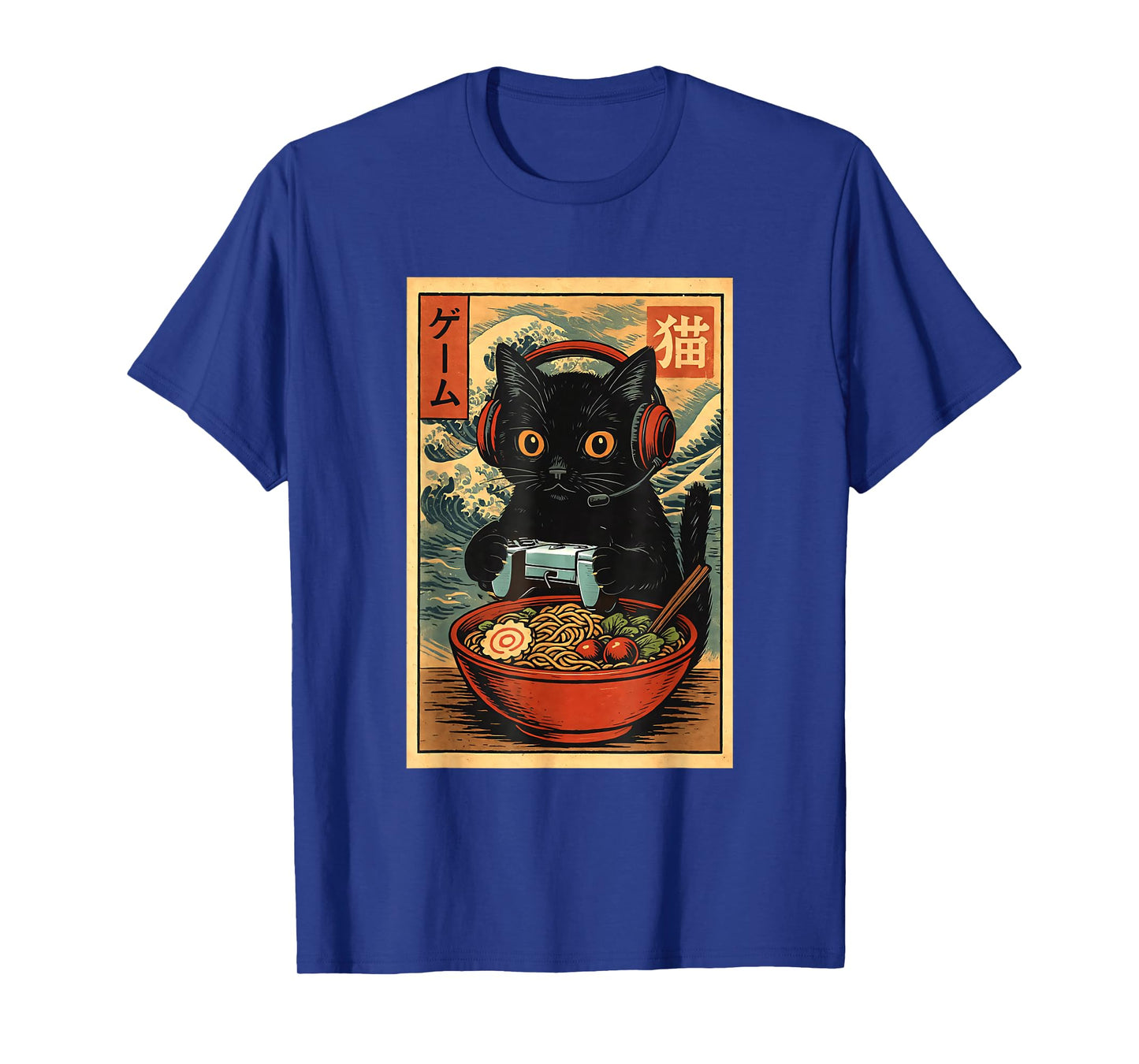 Funny Cute Kawaii Gamer Cat Ramen Retro Japanese Cat Gaming T-Shirt