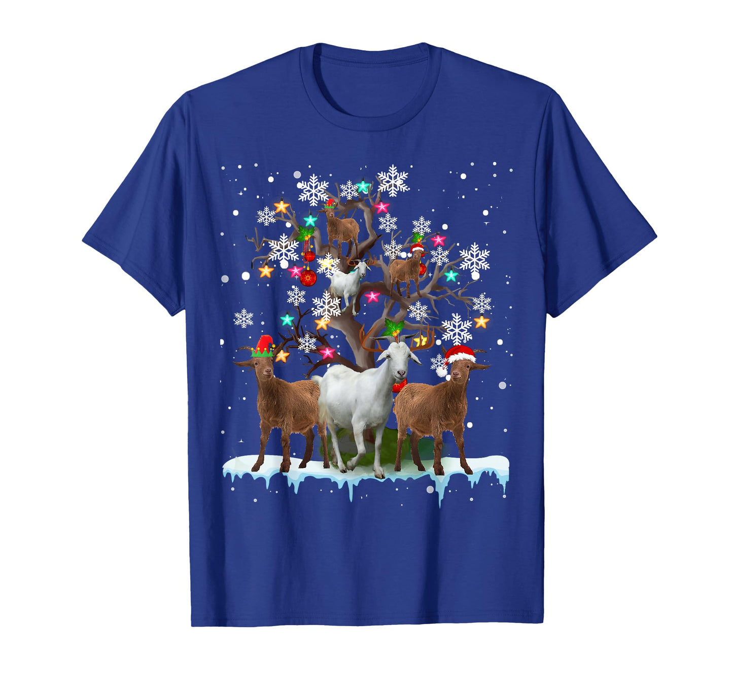 Christmas Goat On Tree Funny Santa Goat Lover Farmer T-Shirt