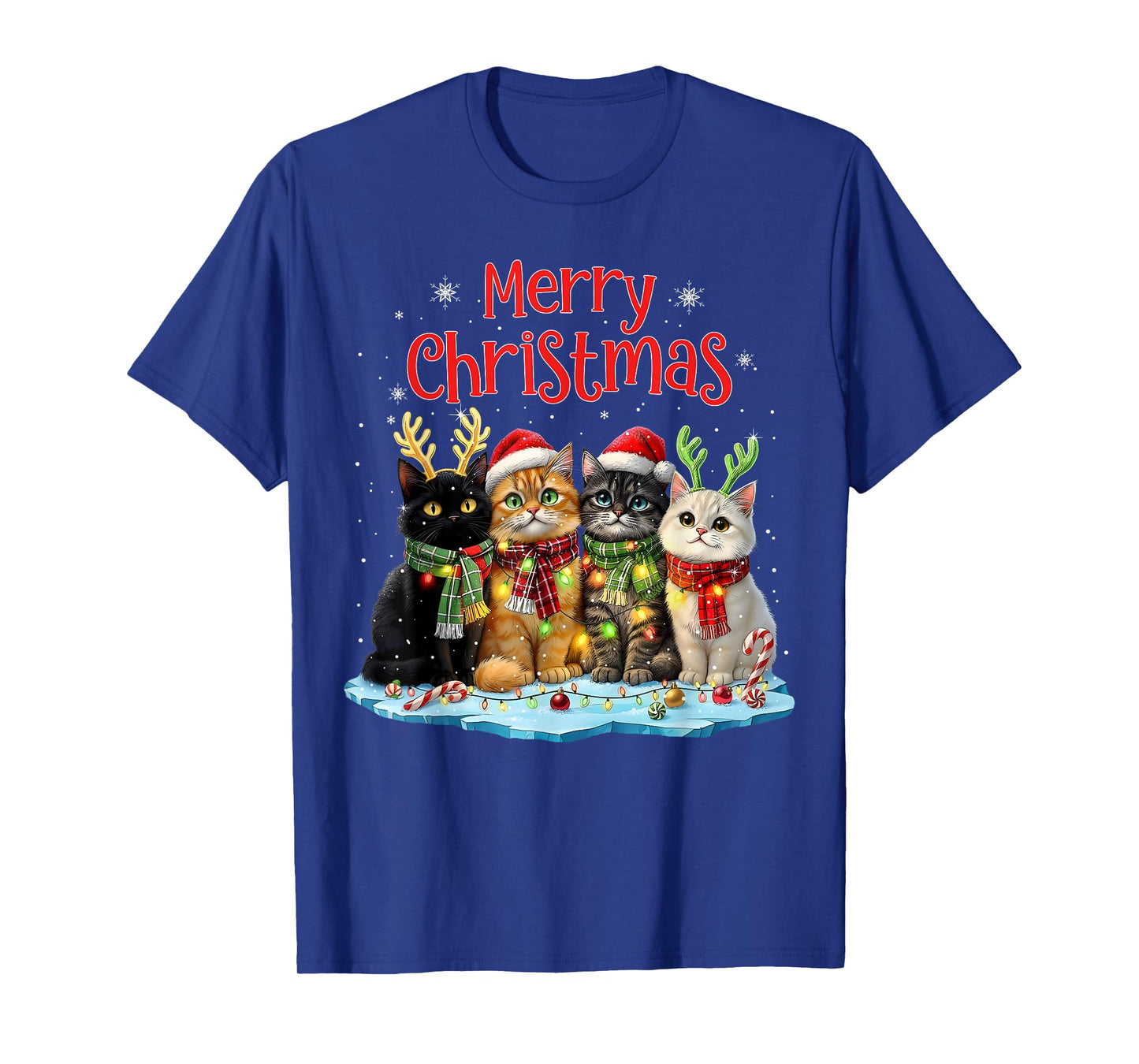 Cute Christmas Cats Funny Xmas Holiday Kitten Lover Graphic T-Shirt